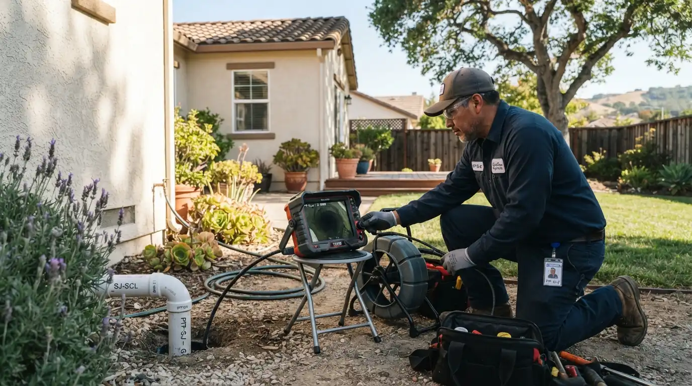 Sewer lateral camera inspection before a San Jose home sale