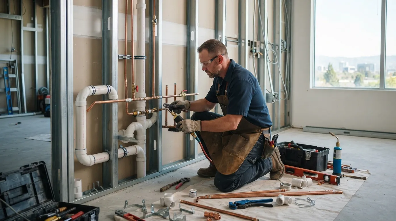 Tenant improvement plumbing in a San Jose commercial space