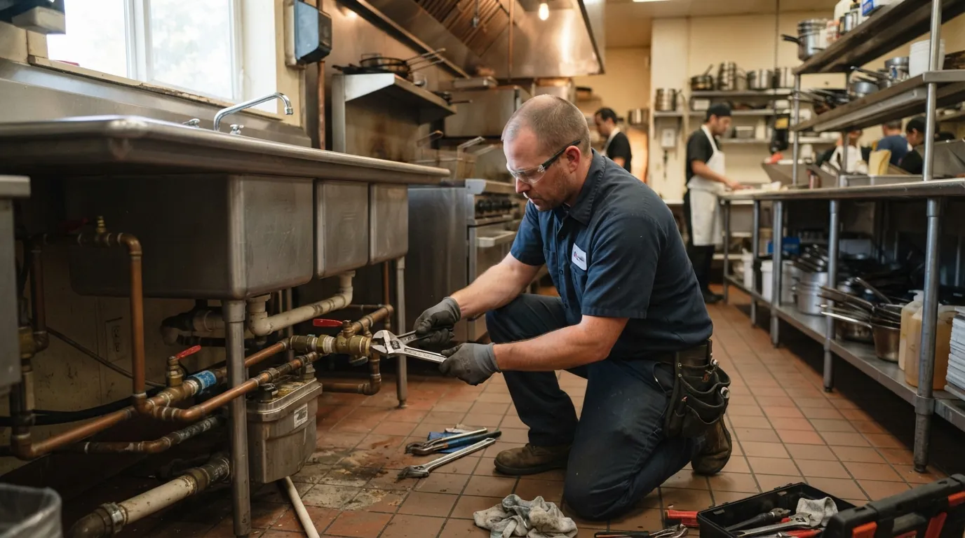 Commercial plumbing work in a San Jose building