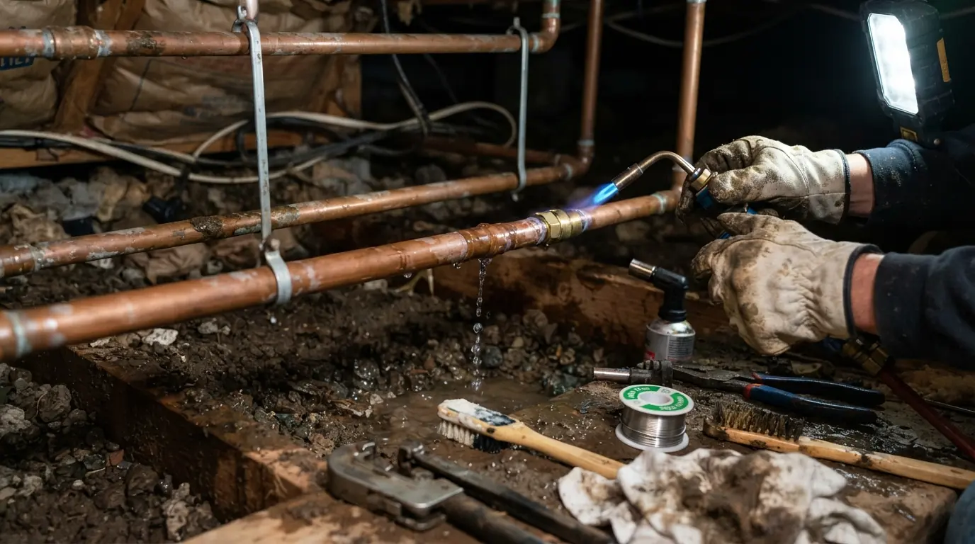 Leaking compression fitting under a San Jose bathroom sink