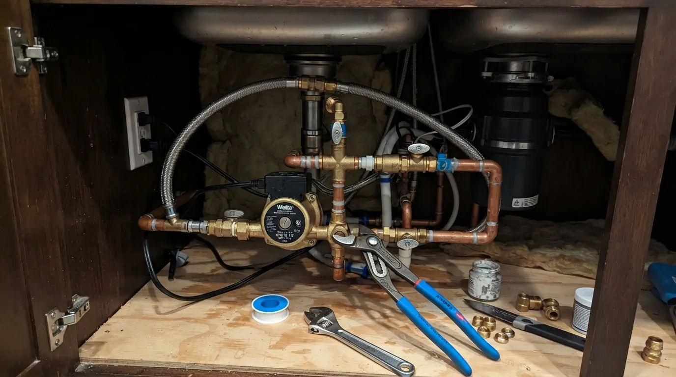 Recirculation pump on a return line at a San Jose water heater