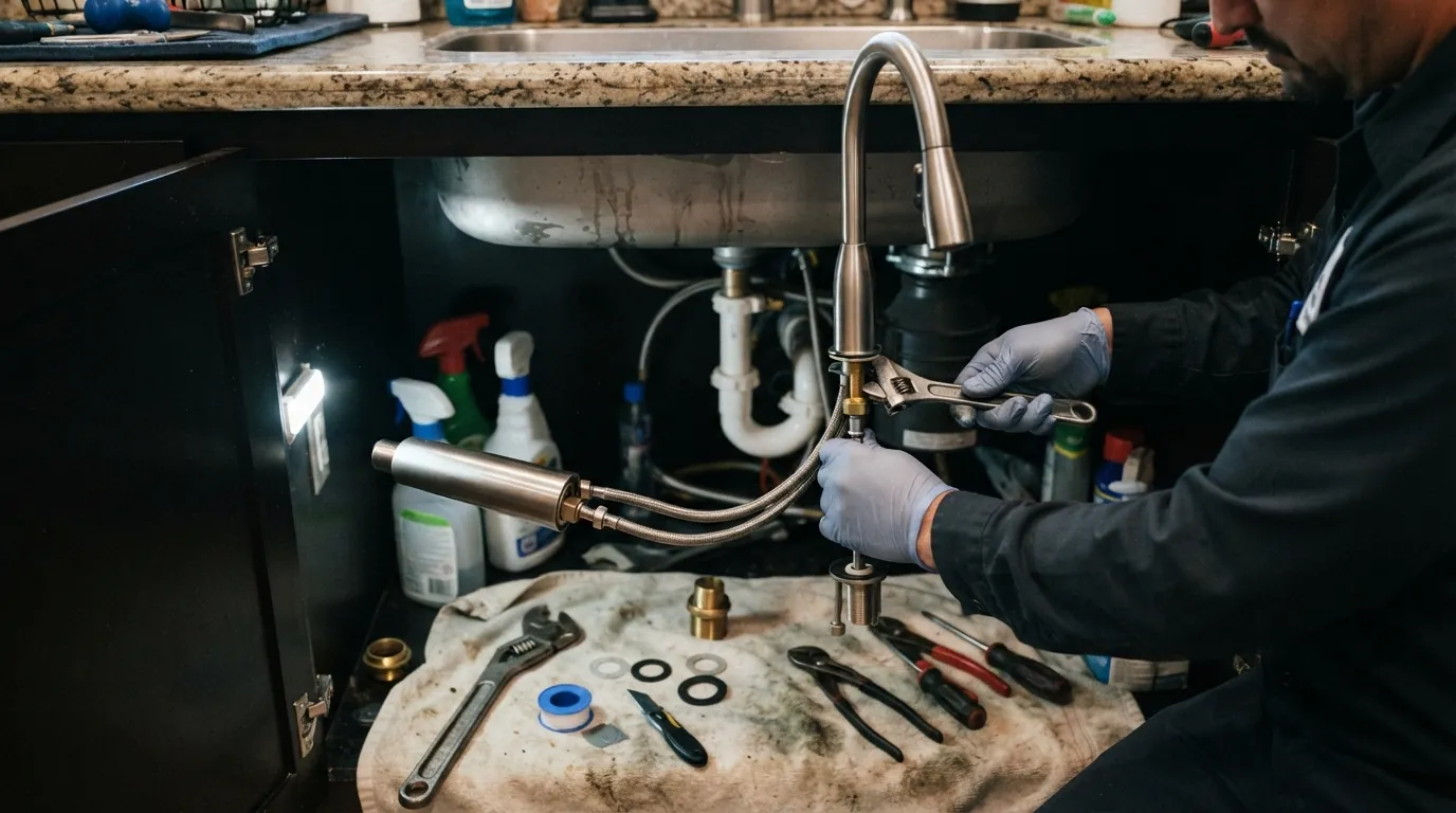 Faucet cartridge being replaced in a San Jose bathroom
