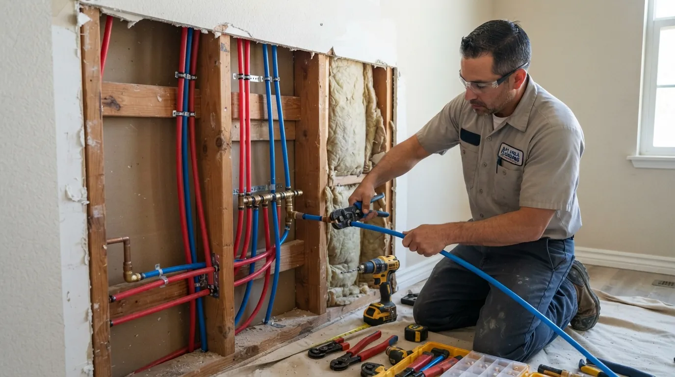 Whole-house repipe in progress in a San Jose home