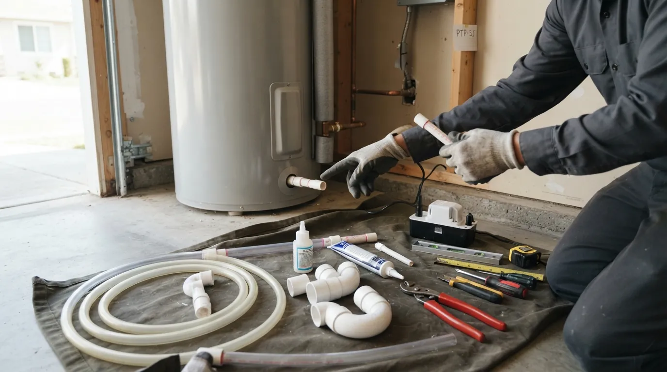 Hybrid heat pump water heater installed in a San Jose garage