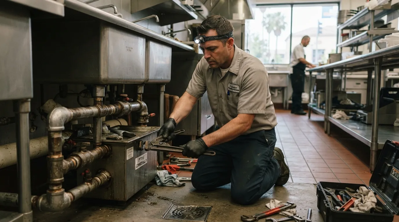 Commercial drain cleaning at a San Jose business