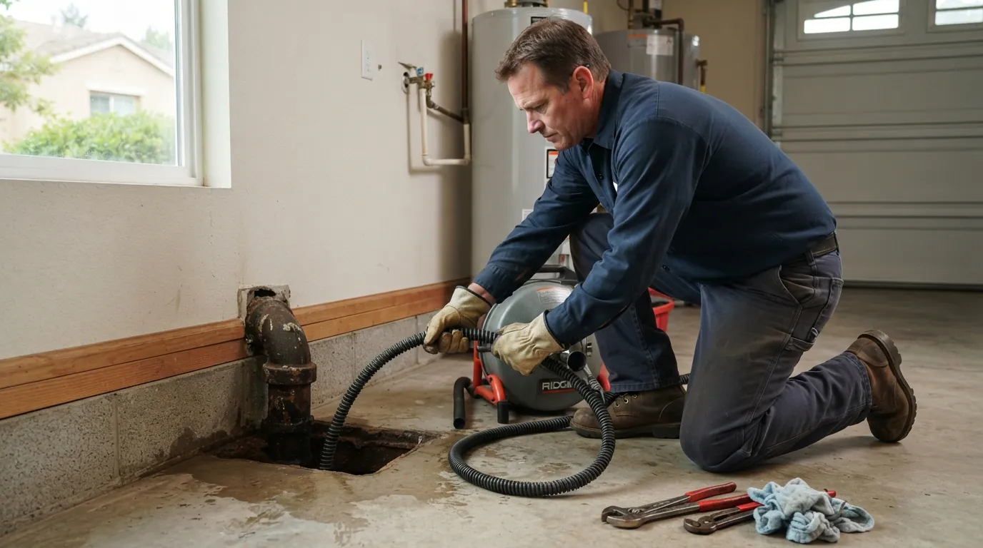Main sewer line cleaning from a cleanout in San Jose