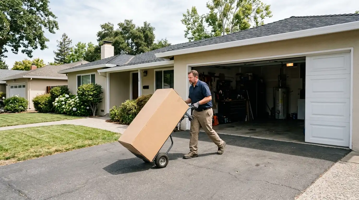 Plumber replacing a water heater in a Blossom Valley ranch home