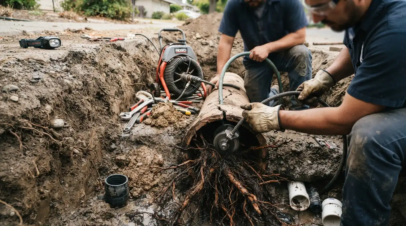 Spot repair of a sewer lateral in an excavation pit in San Jose